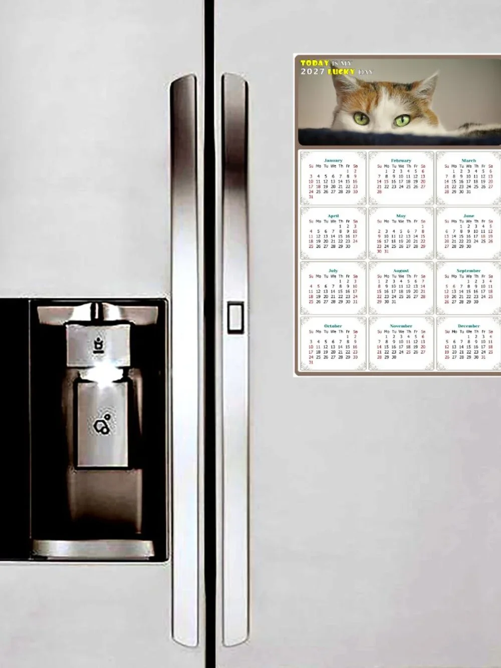 2027 Magnetic Calendar - Today is my Lucky Day - Cat Themed 012 (7 x 10.5)